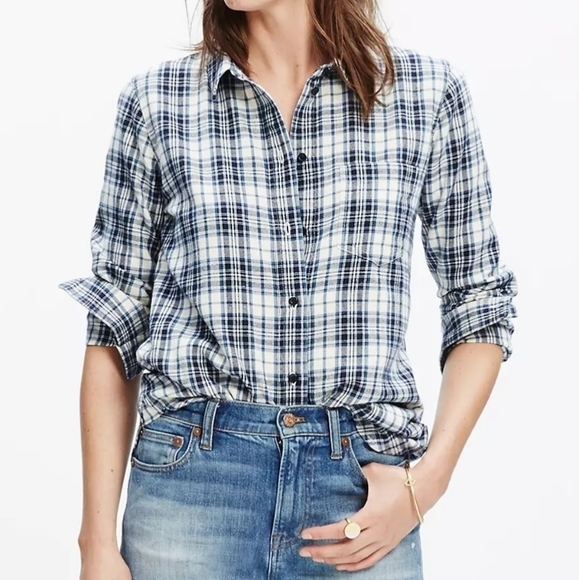 Madewell Slim Boyshirt in Lawton Plaid Flannel - Picture 1 of 15